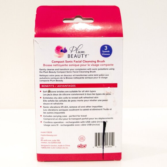 NEW Plum Beauty Compact Sonic Facial Cleansing Brush Beauty Skincare USB Purple - Picture 2 of 4